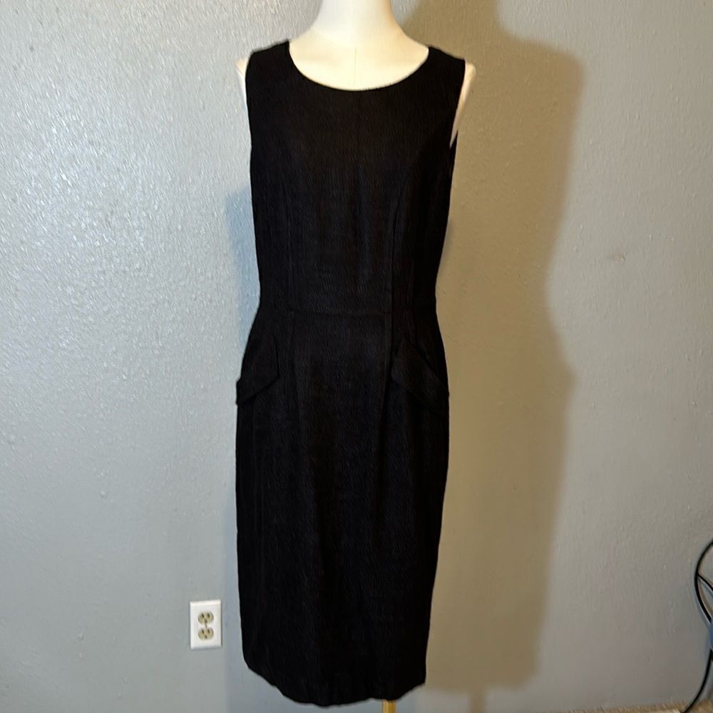 Lafayette 148 New York tweed sheath dark brown sleeveless dress size 10